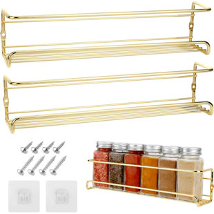 Golden Stainless Steel Rotating Spice Rack with 12 Jars, for