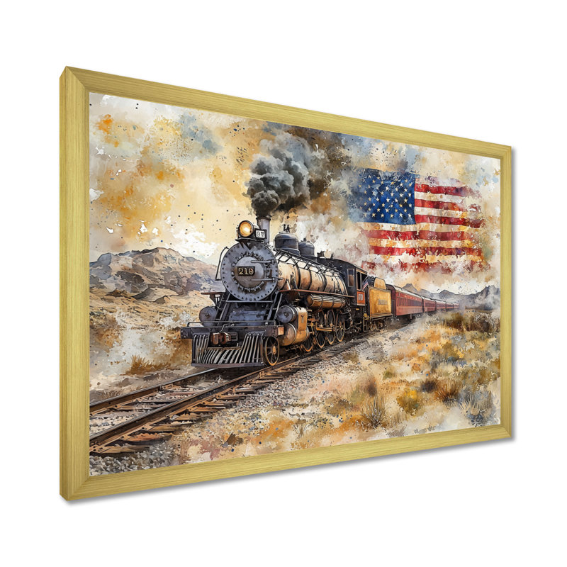 Laithen - États-Unis, art mural, H 16 po x l 32 po, Reproduction d'une seule photo avec cadre, Doré