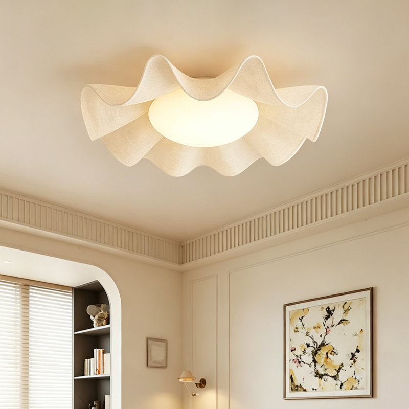 Plafonnier en tissu 19,69 po - Style à DEL intégré de style Mid-Century français