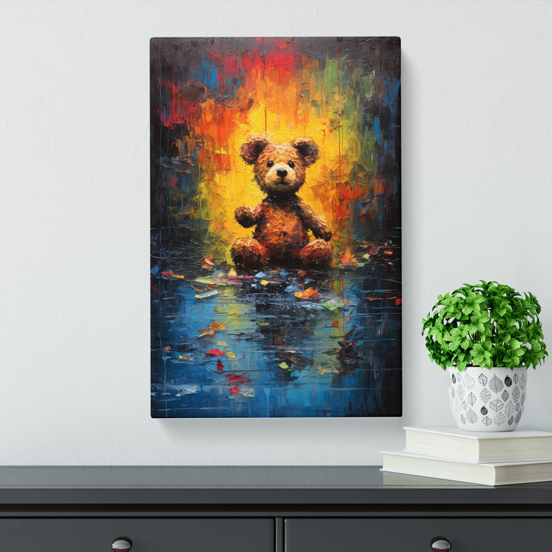 Teddy Bear Action Painting No.2 - Print, 50cm H x 35cm W x 3cm D