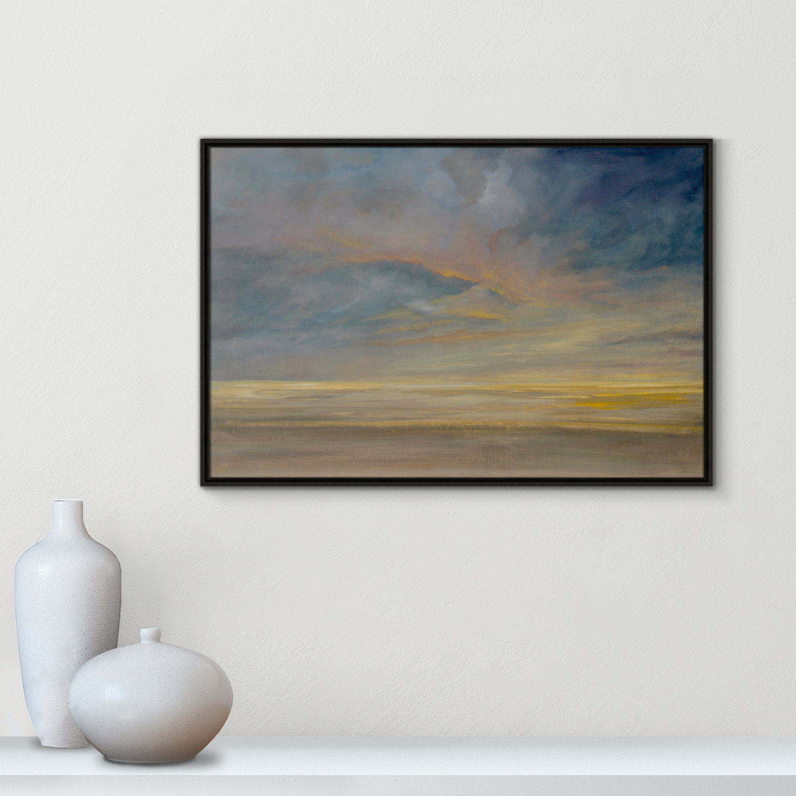 Saffi "Dawning Unrest" Painting, 25.5" H x 37.5" W, Black