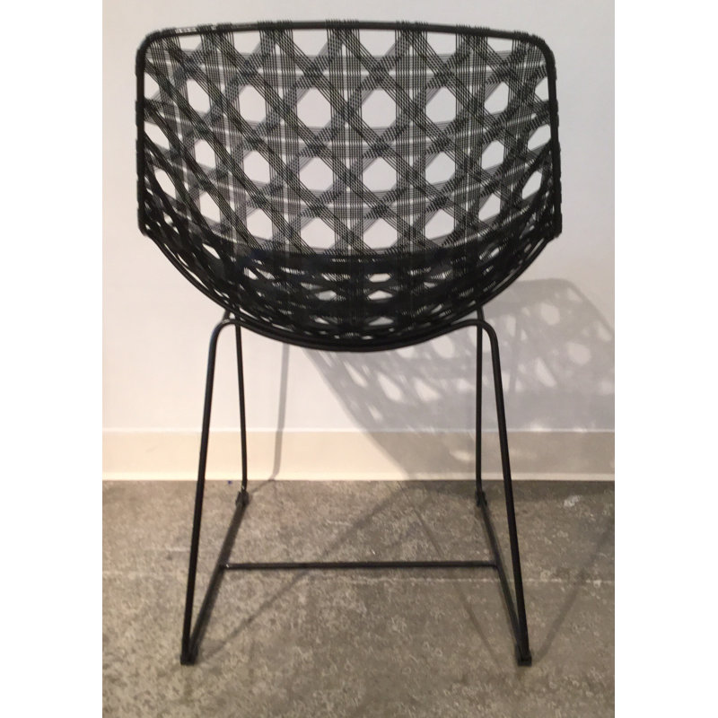 Black Metal Woven Indoor/Outdoor Side Chair