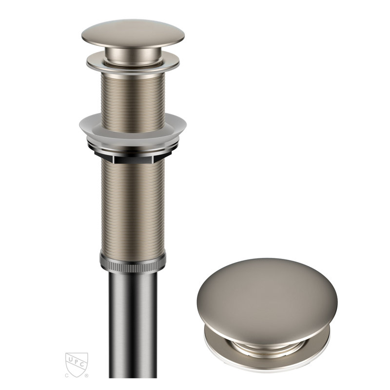 Extended Thread Pop-Up Bathroom Sink Drain, Satin Nickel