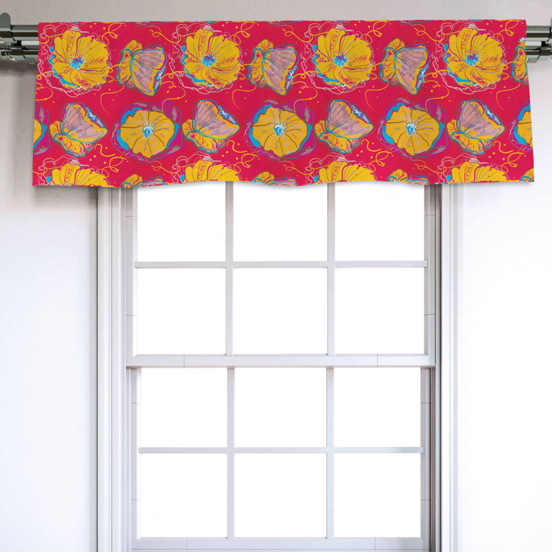 Sateen Floral Ruffled Window Valance