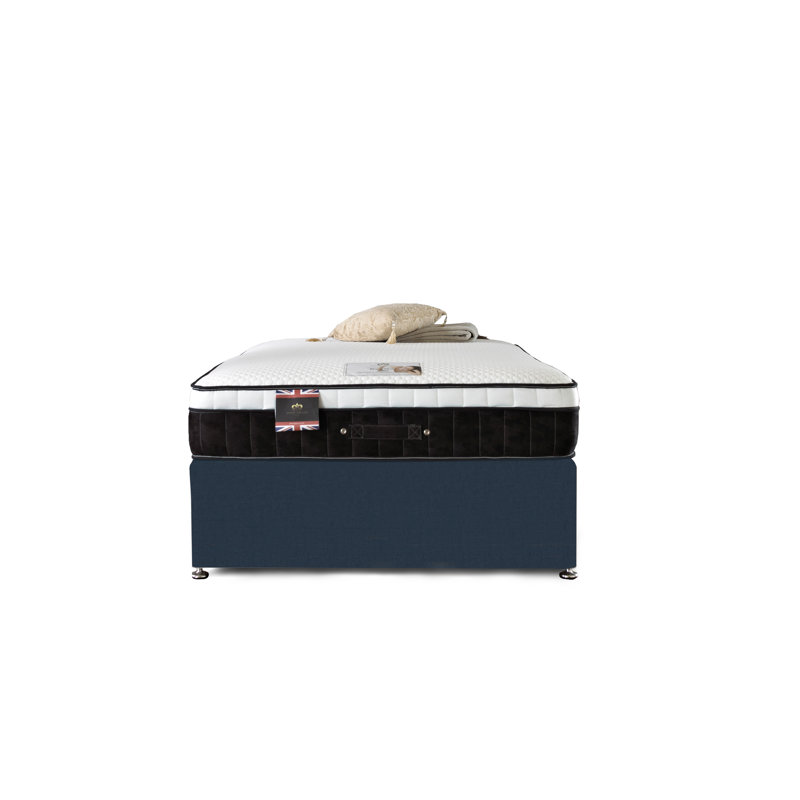 Aspelare Pocketsprung Divan Bed Set, Super King (6'), 4 Drawers, Midnight Blue Linen