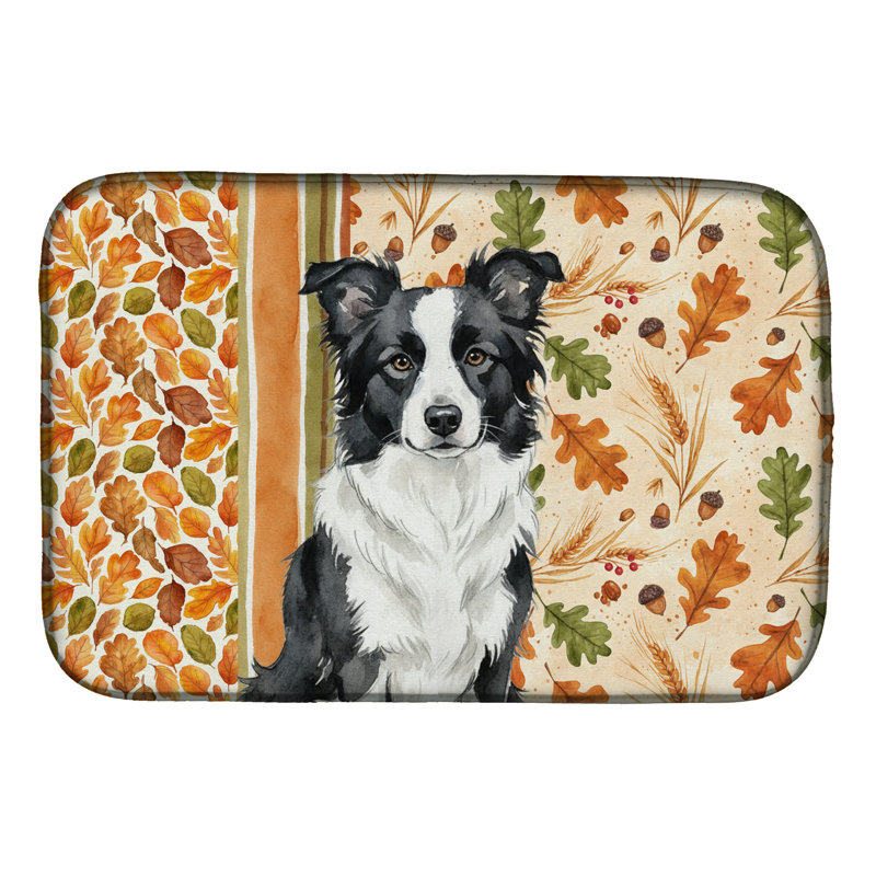 Merle Border Collie Heirloom Fall Dish Drying Mat