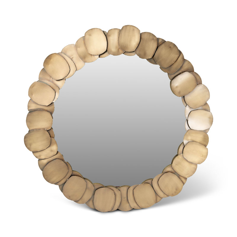 Jonica Iron Round Mirror, 43" x 43", Antique Brass