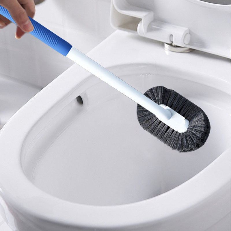 Brosse de toilette murale à poignées longues à encoche sans nettoyage de salle de bain, Grey