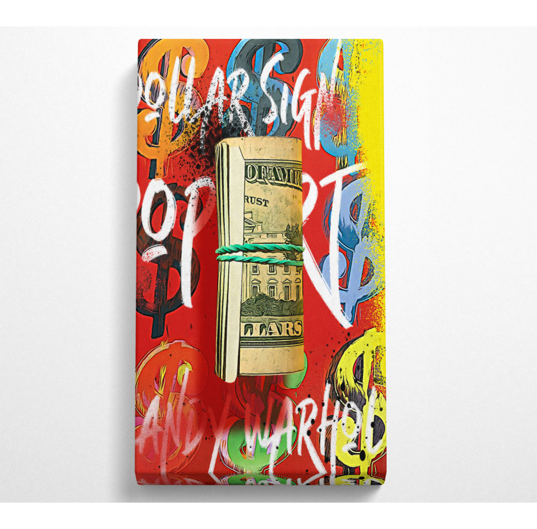 Andy Warhol Dollar Bill gerollt breit - Wrapped Canvas Kunstdrucke