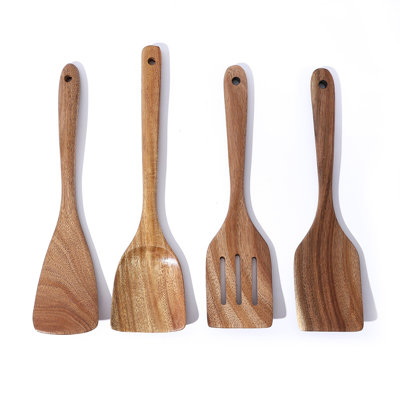 10PCS Wooden Utensil Set For Kitchen - Acacia Wood Spatulas, Spoon And Tongs For Non-Stick Pans