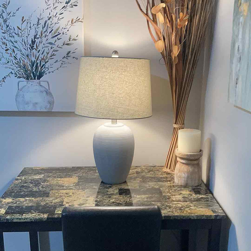 Lampe de table en céramique Brejon, Gris rétro, Gris