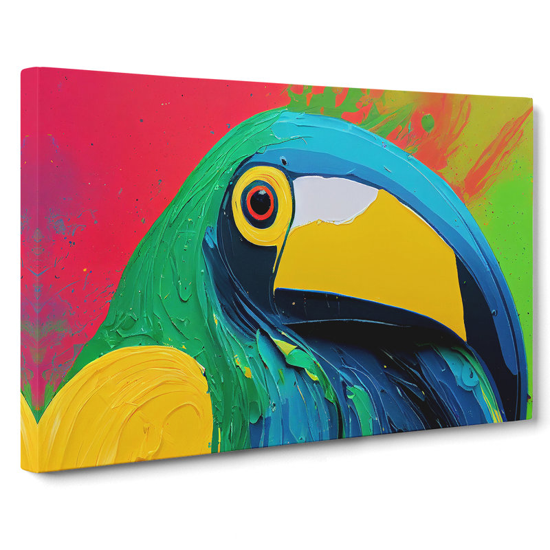 Toucan Bird Splash Vol.1 Abstract - Wrapped Canvas Painting, 35cm H x 50cm W x 3cm D