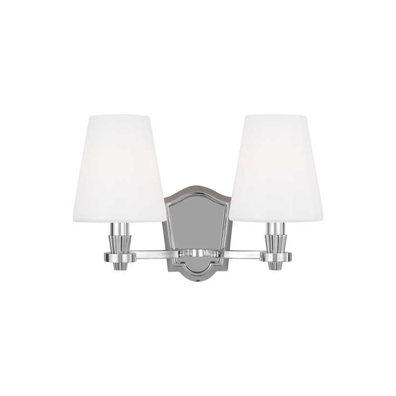 Polished Nickel 2-Light Glass Shade Vanity Fixture