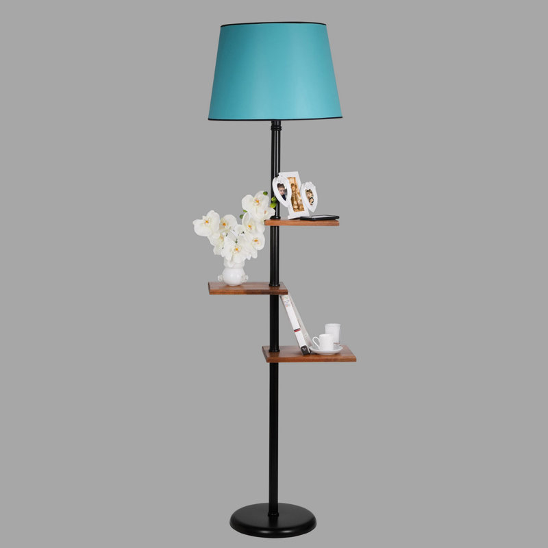 Claire 170cm Tray Table Floor Lamp, Dark Turquoise, Black