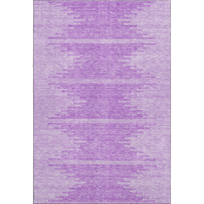 Lavender Rectangular Washable Synthetic Rug, 2'6" x 3'10"