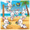 Caricature de lapins jouant au volleyball sur toile tendue en plusieurs tailles
