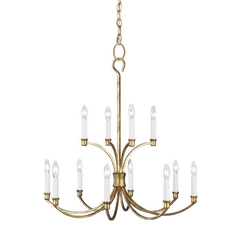 Westerly 12 - Light Chandelier, 30" H x 29.375" W x 29.375" D, Antique Gild