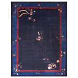 Classic Dark Blue Color with Special Details Chinese Culture Antique Peking Rug