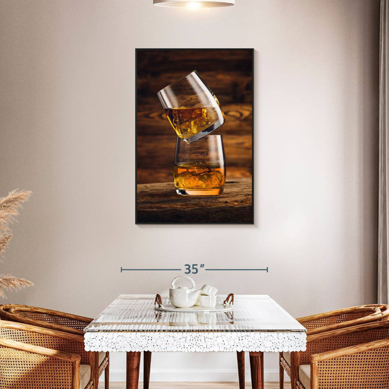 Whisky On Whisky, Cadre flottant noir, 29 po x 43 po
