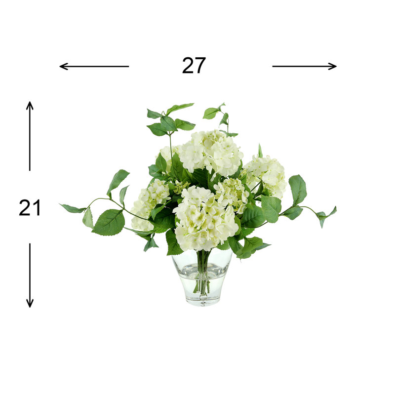Faux Hydrangeas in Glass Vase