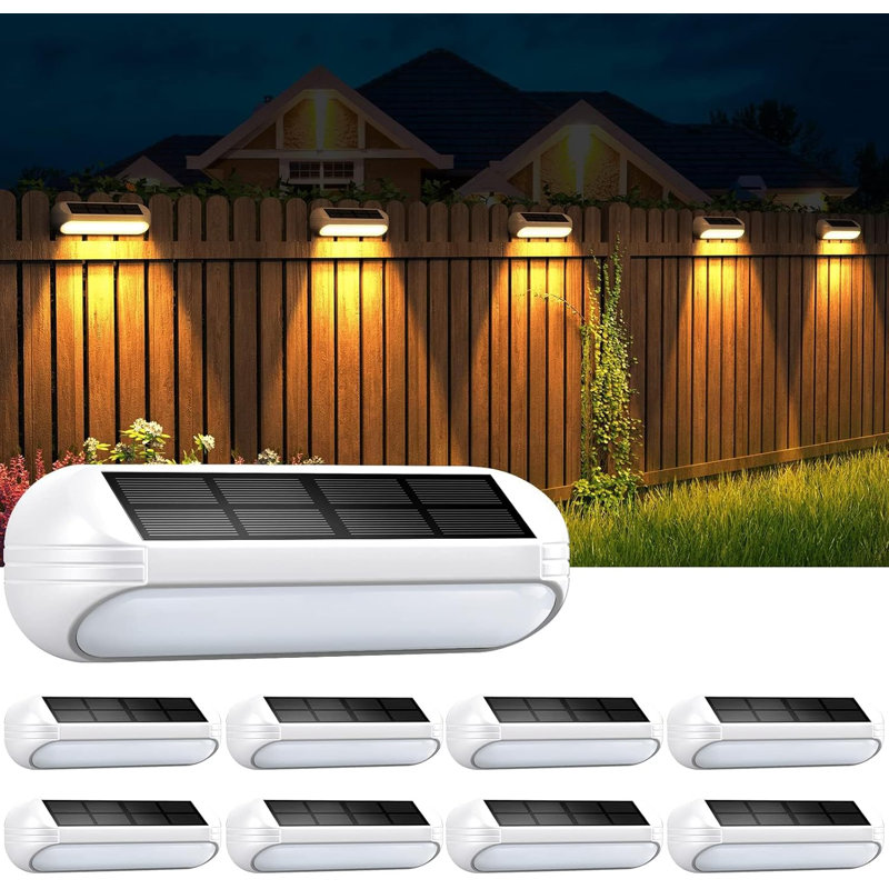 Solar Powered Integrated Low Voltage LED Deck Light Kit, Blanc