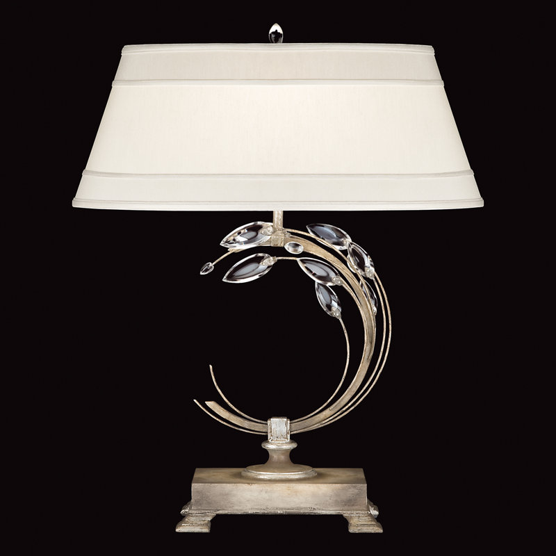 Crystal Laurel Table Lamp, Antique Taupe/Silver