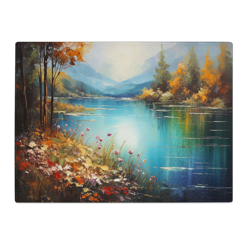 Lake Impressionism  Glass Chopping Board