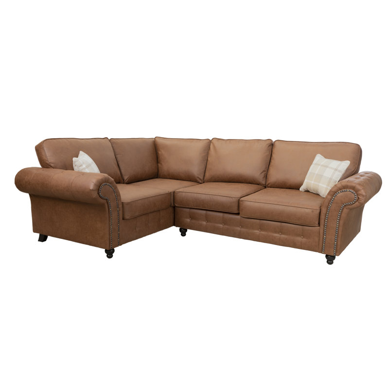 Bodnar Corner Sofa, Brown, Left Hand Facing