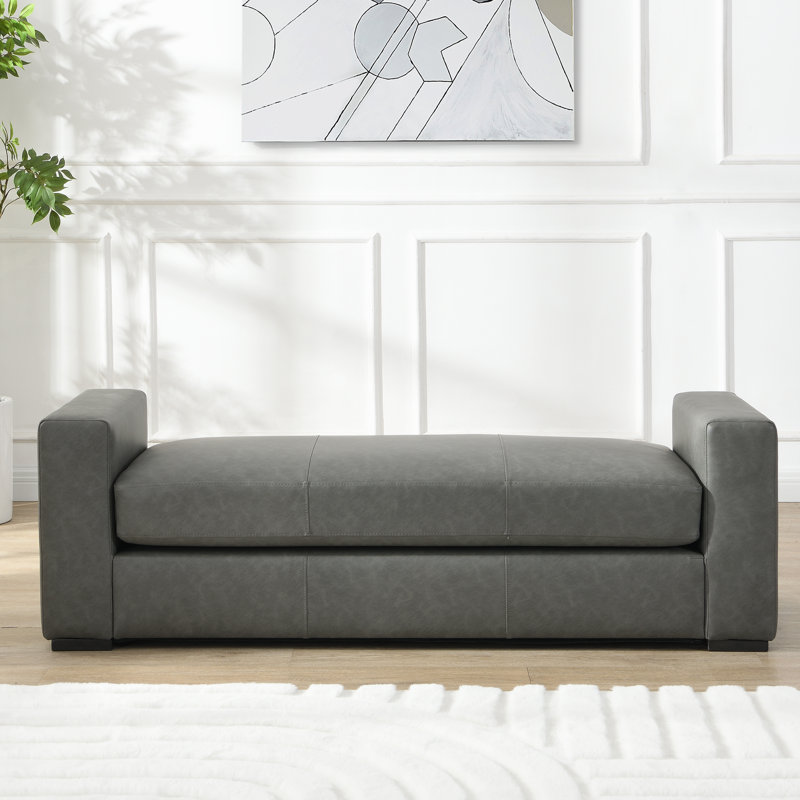 Banc repose-pieds en similicuir, Gris