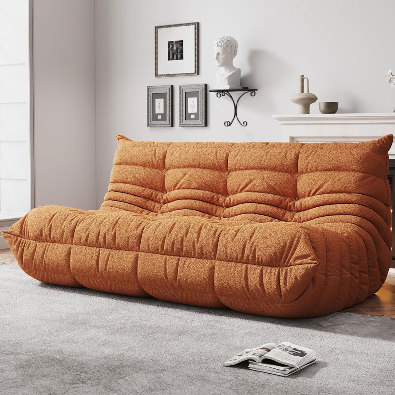 Compression Bean Bag Chairs For Adults, Memory Foam Couch 3-Seater Sofa Chair, Soft Teddy Material Cozy Comfy Reading Nook Chairs, Floor Chair For Living Room Bedroom Office Coffee