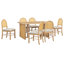 Ensemble de table de salle à manger 7 pièces de style campagnard pour table rectangulaire de 6 à 59,8 po avec placage de chêne vieilli et 6 chaises en rotin-909764232-909764233