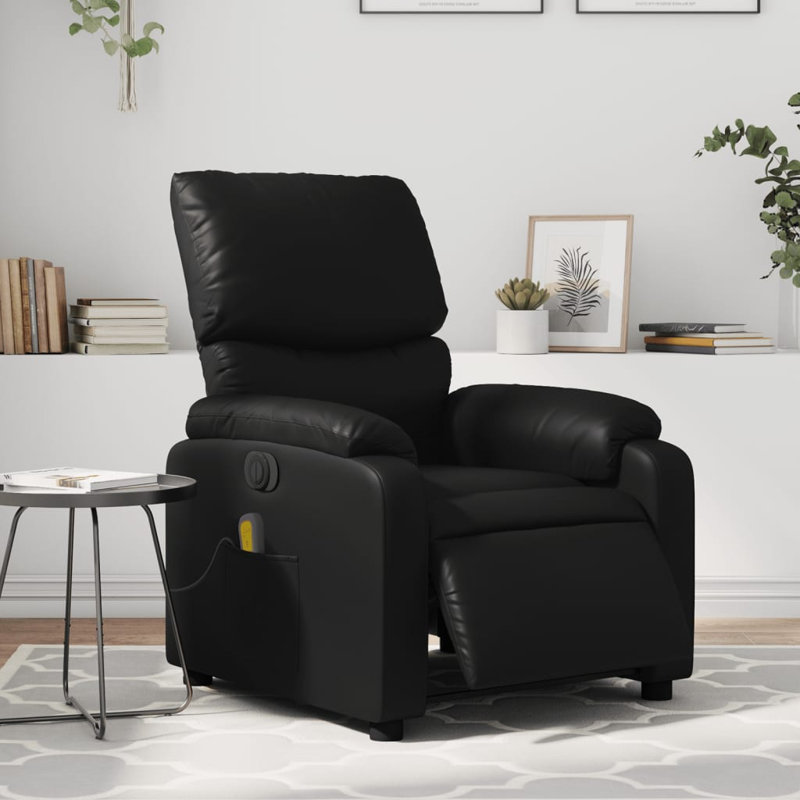 Faux Leather Massage Chair, Power - Push Button, Black