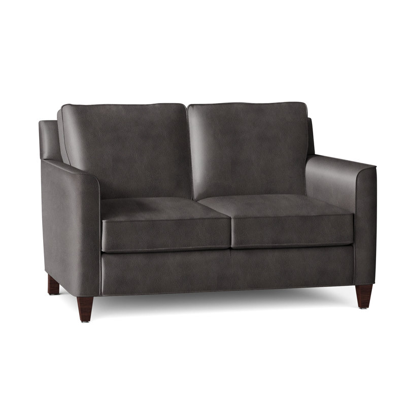 Yorba Leather Loveseat, Aline Fumo Genuine Leather, Mahogany
