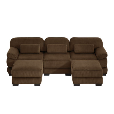 Canapé d'angle modulaire en forme de U de 104 pouces de large, modèle Cloud avec deux poufs et coussins amovibles