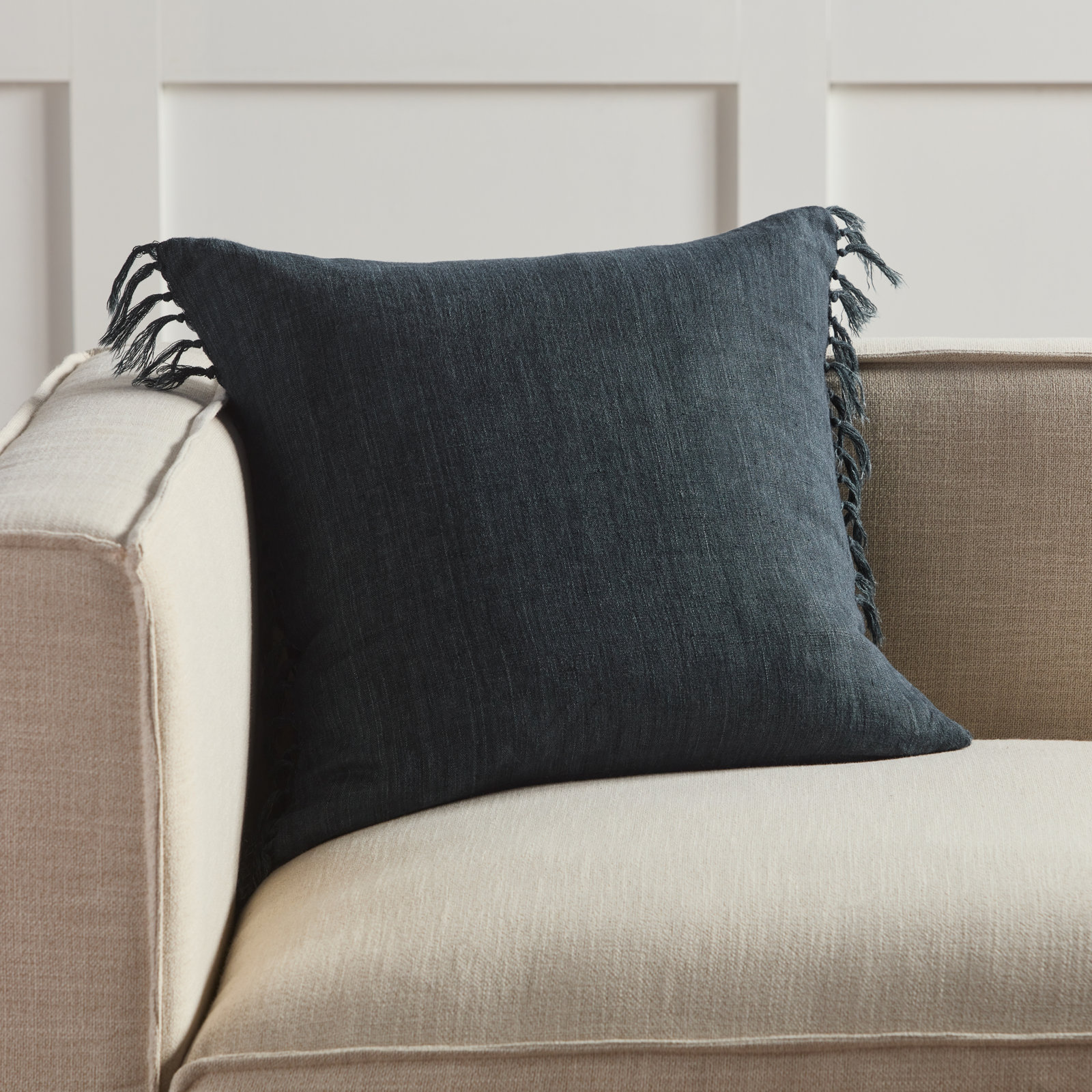 Sharron Square 100% Linen Pillow, Dark Slate, Down