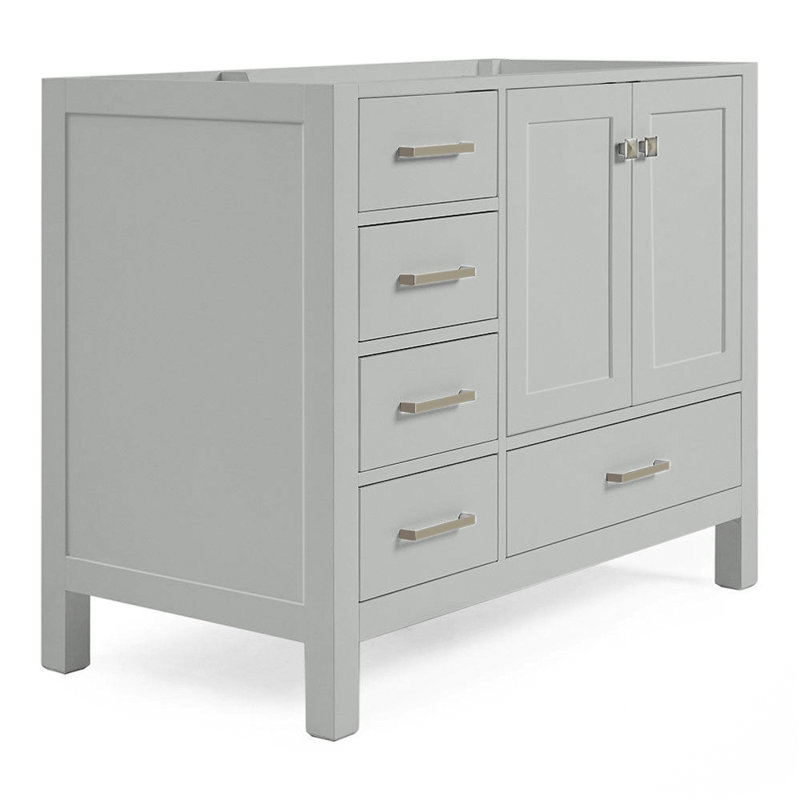 Cambridge 42'' W Single Bathroom Vanity Base, Gray, Brushed Nickel