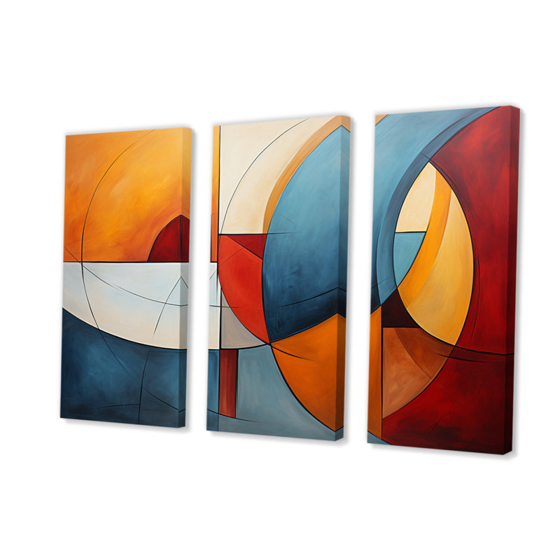 Cubism Geometric Form I - Ensemble de décoration murale cubisme, H 28 po x l 36 po x P 1 po