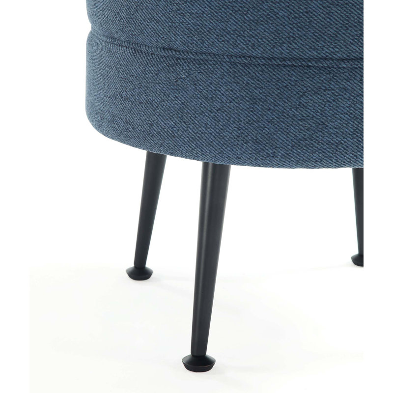 Accent Ottoman, Black, Blue