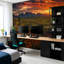 Papier peint adhésif peler et coller Cactus Wildflower Desert Sunset Vibrant Sky Mountains, art mural auto-adhésif et amovible-131412992