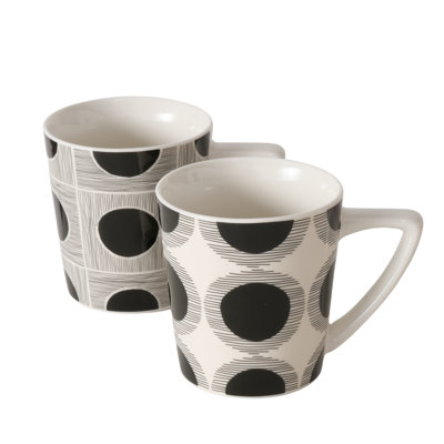 2 Piece Black Dots and Lines Mugs