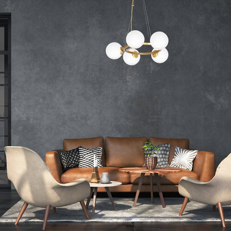 Hiltonia - Light Gold Sphere Pendant, 5 Lights