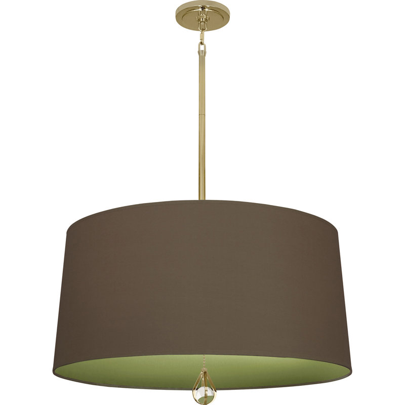 Custis 3 - Light Chandelier, Revolutionary Storm/Parrot Green Lining, Modern Brass