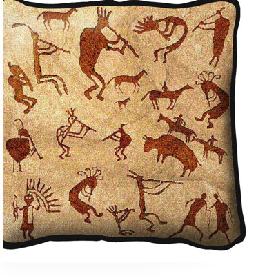Kokopelli Petroglyphs Cotton Throw Pillow