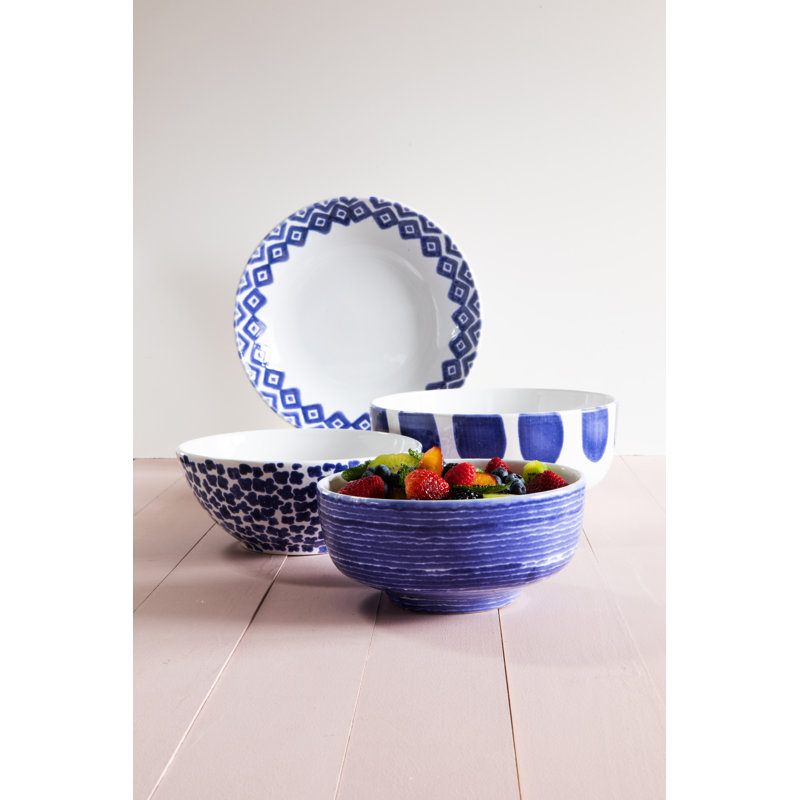 Santorini Dot Large Footed Serving Bowl