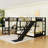 L-Shaped Metal Triple Bunk Bed With Slide, Desk And Storage-261207356
