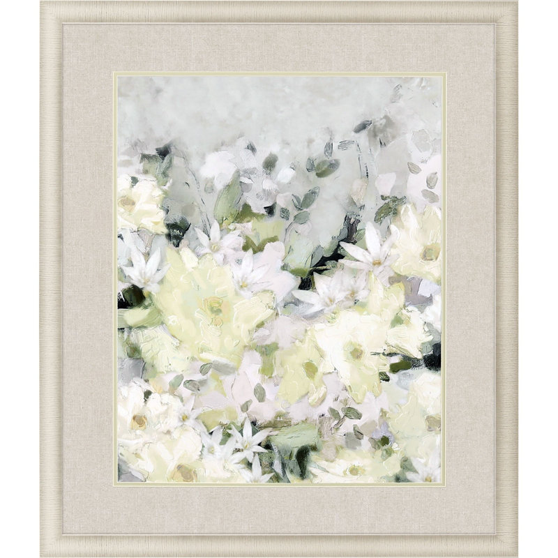 Champagne Gold Framed Floral Burst Print Wall Art