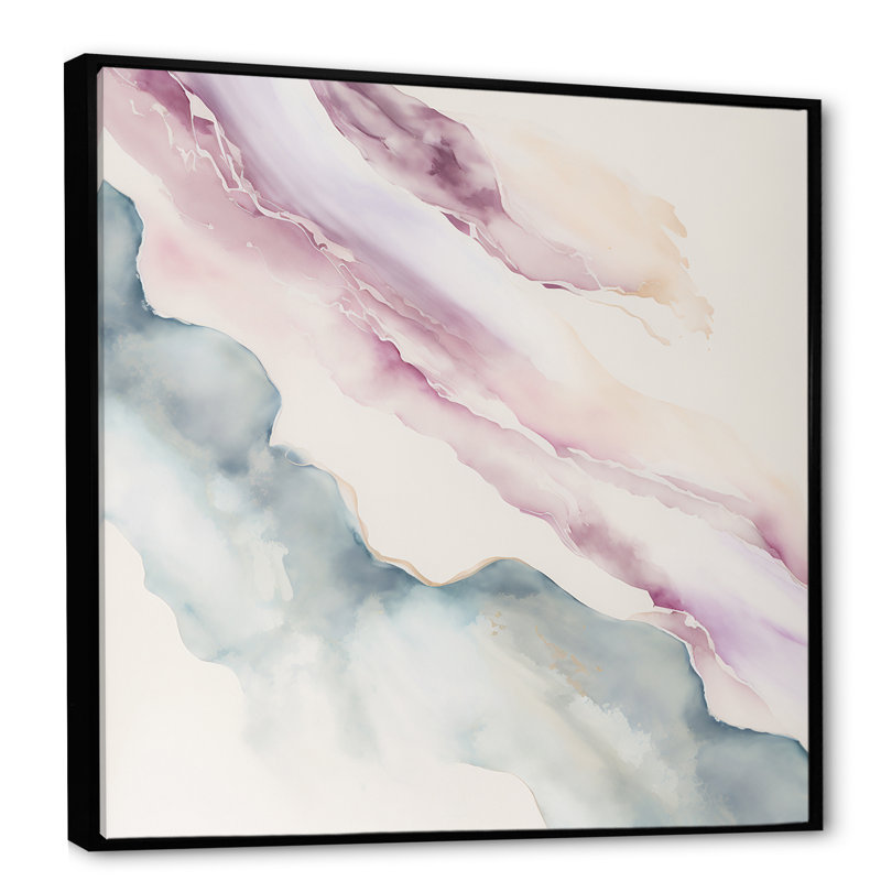 «Mystery Of The Waves In Elevated Blush IV», reproduction sur toile, H 24 po x l 24 po x P 1 po, Toile avec cadre flottant or