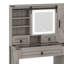 Bureau de maquillage de ferme avec station de charge, bureau de coiffeuse avec miroir lumineux et tiroirs-668953624