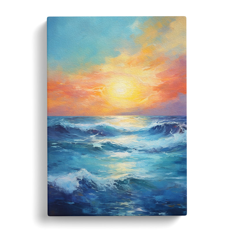Seascape Gestural Art No.2 - Wrapped Canvas, 60cm H x 40cm W x 3cm D