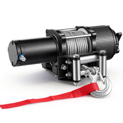 Treuil électrique 4500 lb, ATV / UTV 12 V CC avec câble en acier de 0,24 po x 39,4 pi, télécommande sans fil et câblée, imperméable IP54, plaque de montage à roulettes pour le remorquage de VTT UTV hors route